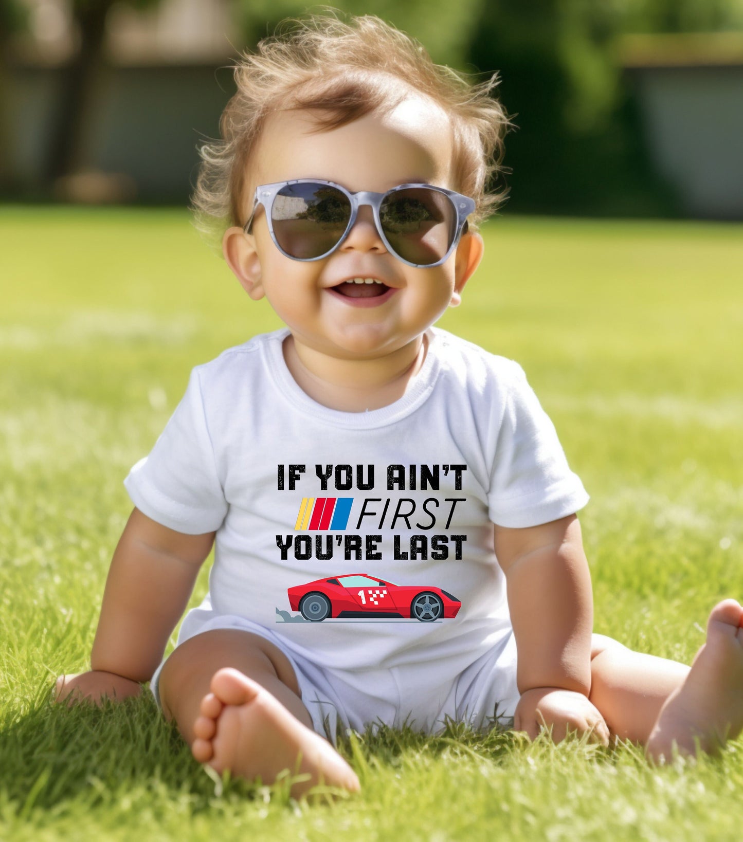 1st Birthday Personalized T-shirt, If you Aint First Your Last Personalized First Birthday Gift, Baby's First Car Racing shirt,Best baby Tee