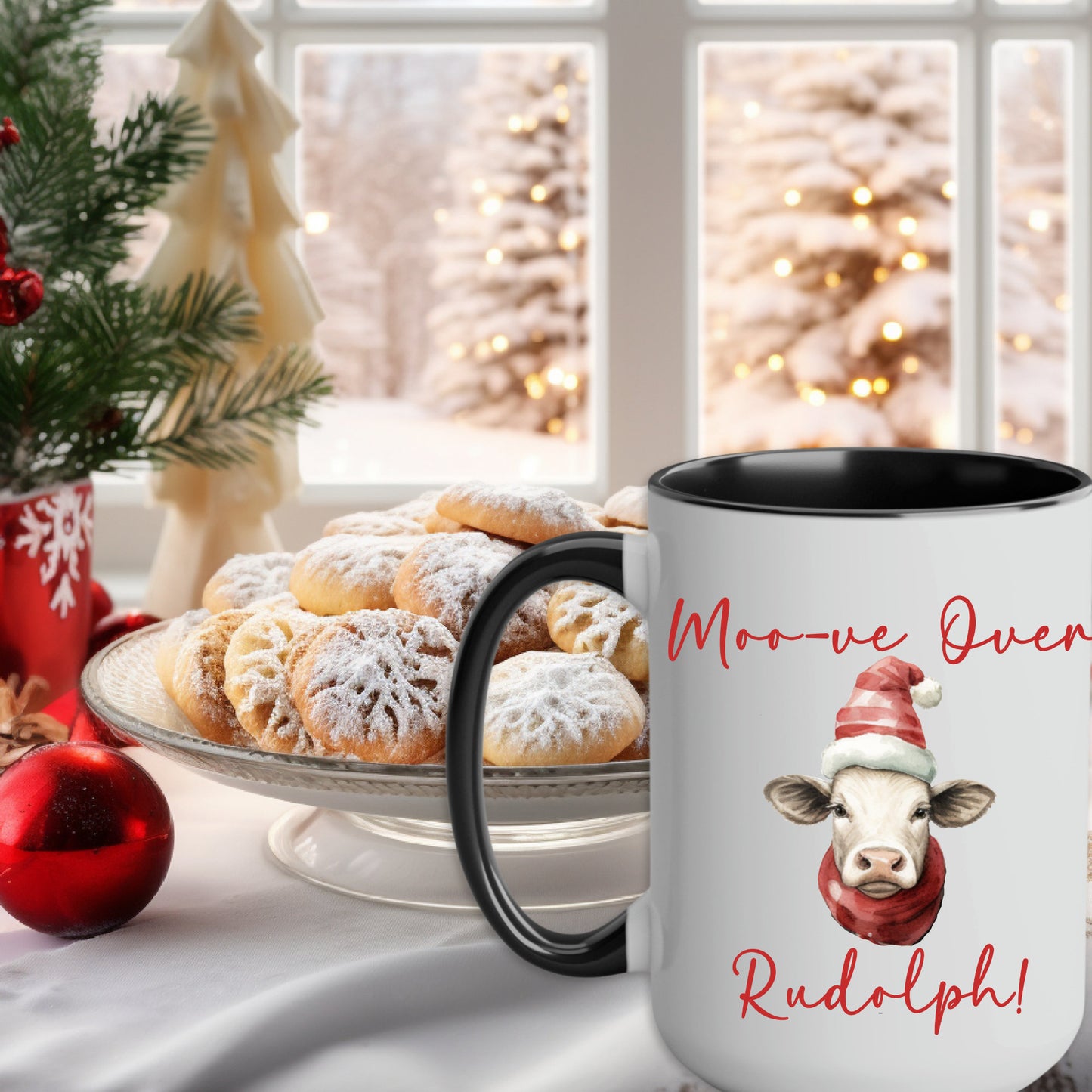 Christmas in the Barn, Coffee Mug, 15oz Mug, Country Christmas, Moo, Vintage Christmas, Gift for Her, Gift Him, Gift Farmer, Hot Chocolate