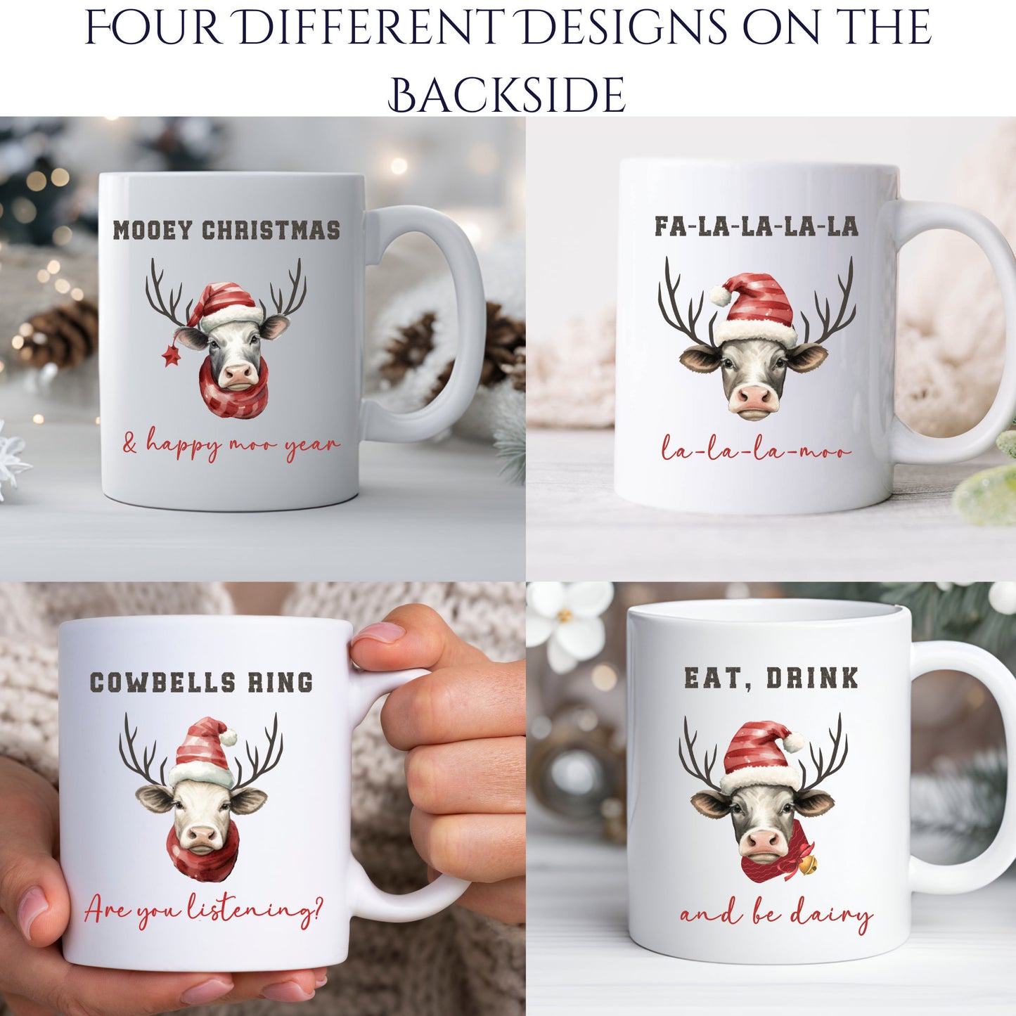 Christmas in the Barn Mug Set, Coffee Mugs, 11oz Mug, Country Christmas, Vintage Themed Holiday, Gift for Her or Him, Gift Farmer, Tea cup