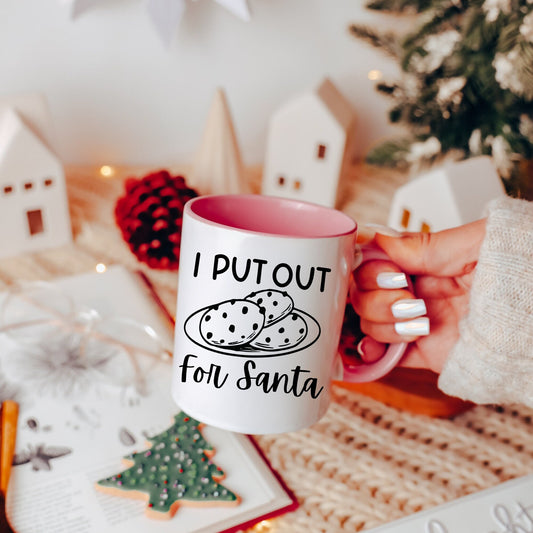 Put Out for Santa, Funny Mug, Funny Coffee Mug, Milk for Santa, Coffee Lover Gift, Funny Christmas Mug, Adult Humor Coffee Mug, Pink Ceramic